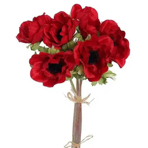 Květiny Umělý svazek Vlčího máku červená, 28 cm