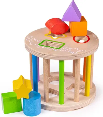 Dřevěné hračky Bigjigs Toys Dřevěný válec s tvary ROLLER