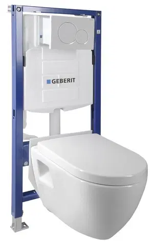 Záchody SAPHO Závěsné WC Nera s podomítkovou nádržkou do sádrokartonu a tlačítkem Geberit, bílá WC-SADA-16