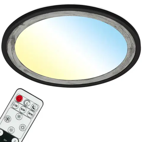LED stropní svítidla BRILONER Ultraploché CCT-svítidlo LED panel s přímým a nepřímým osvětlením, pr.42 cm, LED, 22 W, 3000 lm, černá-stříbrná BRILO 7455-414
