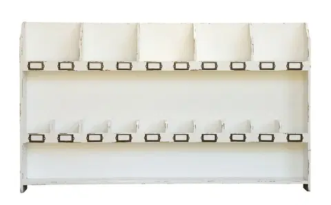 Regály a poličky Bílá antik dřevěná nástěnná polička s přihrádkami Sorting - 120*12*70cm Chic Antique 40032219 (40322-19)