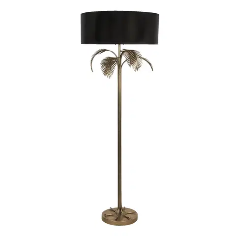 Lampy Zlatá stojací lampa s černým stínidlem Phyllida – Ø 60*165 cm Clayre & Eef 5LMP635