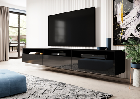 TV stolky BRODIE televizní stolek, černý supermat/černý lesk
