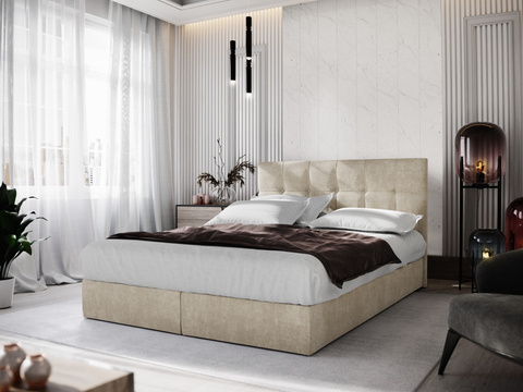 Postele Čalouněná postel GARETTI 140x200 cm, krémová