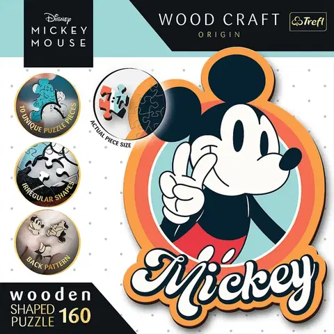 Hračky puzzle TREFL -  Dřevěné puzzle 160 dílků - Retro Mickey Mouse / Disney Mickey Mouse and Friends