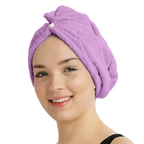 Ručníky Rychleschnoucí froté turban na vlasy fialová lila