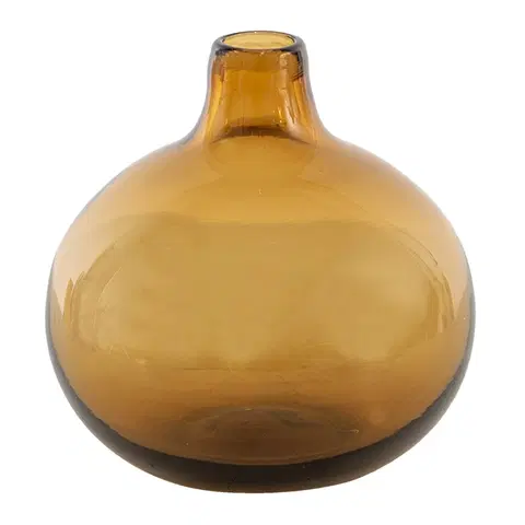 Dekorativní vázy Hnědá skleněná váza s úzkým hrdlem - Ø 11*11 cm Clayre & Eef 6GL3453