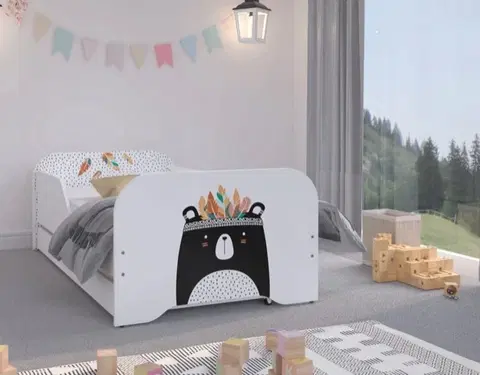 Dětské postele Kouzelná dětská postel 160 x 80 cm s motivem velkého medvěda