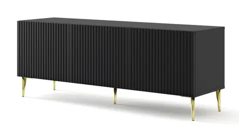 TV stolky ARTBm TV stolek RAVENNA B 3D 150 | černá matná Provedení: Černý mat / zlaté nohy