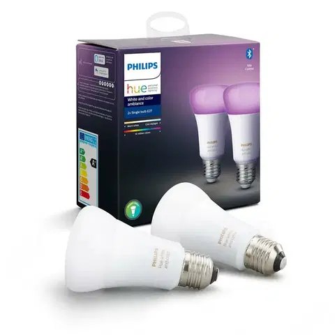 LED žárovky PHILIPS HUE Hue Bluetooth LED White and Color Ambiance žárovka 2xE27 A19 9W 806lm 2200K-6500K