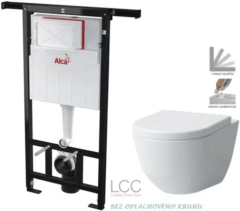 WC sedátka ALCADRAIN Jádromodul předstěnový instalační systém bez tlačítka + WC LAUFEN PRO LCC RIMLESS + SEDÁTKO AM102/1120 X LP2