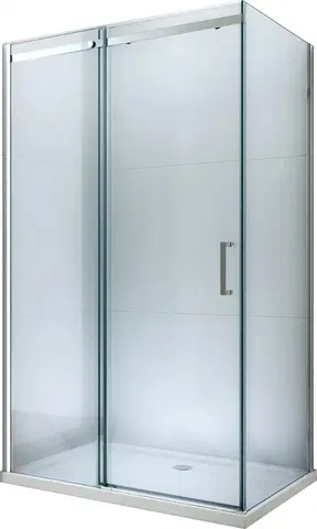 Sprchové vaničky MEXEN/S Omega sprchový kout posuvný 140x70 cm, sklo transparent, chrom + vanička 825-140-070-01-00-4010