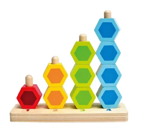 Hračky HAPE - Navlékací barevné šestiboké tvary