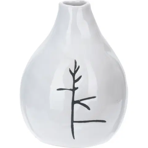 Vázy keramické Porcelánová váza Art s dekorem větvičky, 11 x 14 cm