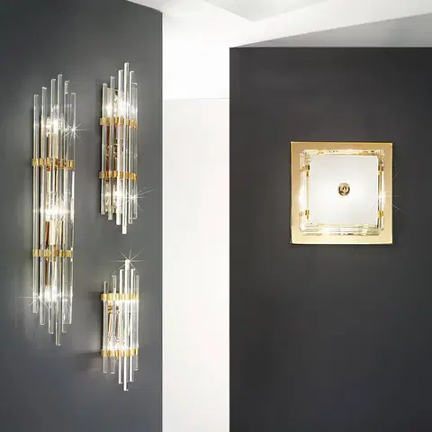 Nástěnná svítidla austrolux Nástěnné světlo Ontario, výška 31cm zlatá, čtverec