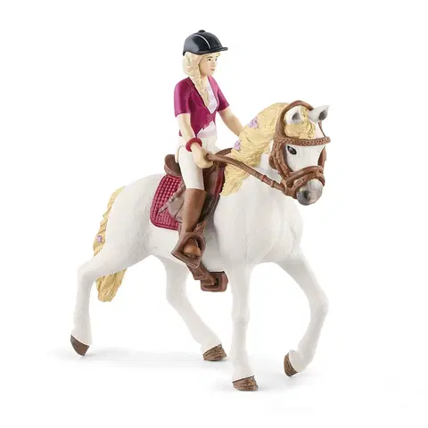 Dřevěné hračky Schleich 42540 Blondýna Sofia s pohyblivými klouby na koni, 15 cm 