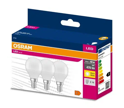 Žárovky Osram SADA 3x LED Žárovka P45 E14/4,9W/230V 3000K - Osram 