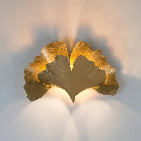 Nástěnná svítidla Holländer Nástěnné svítidlo Gingko, zlatá barva, šířka 38 cm, železo