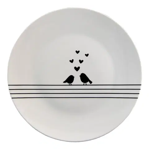 Talíře Porcelánový dezertní talířek s ptáčky Love Birds - Ø20*2 cm Clayre & Eef LBSDP