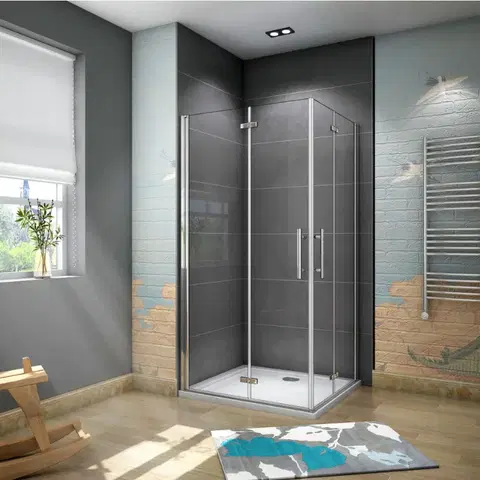 Sprchové vaničky H K Obdelníkový SOLO R7611, 76x110 cm se zalamovacími dveřmi, rohový vstup včetně sprchové vaničky z litého mramoru