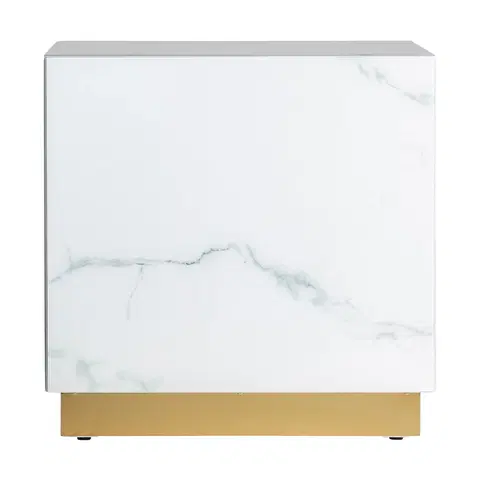 Luxusní a designové příruční stolky Estila Art-deco elegantní příruční stolek Moraira čtvercového tvaru s mramorovým vzorem a zlatou podstavou 60cm