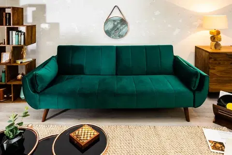 Luxusní a designové sedačky Estila Stylová rozkládací sedačka Domingo zelený samet