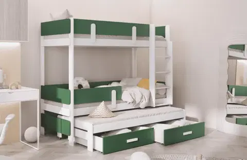 Postele ArtBed Dětská patrová postel s přistýlkou ETTORE III Provedení: Borovice přírodní
