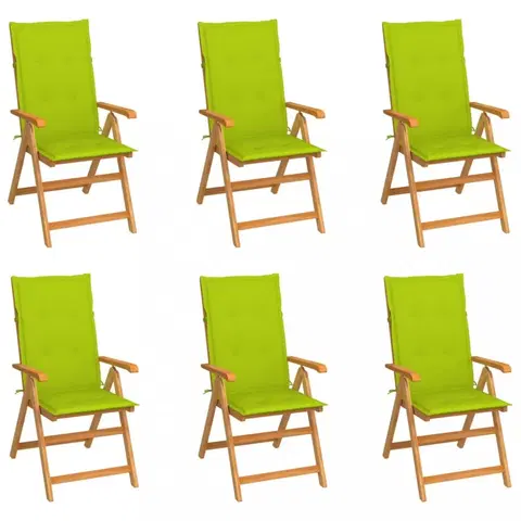 Zahradní židle Zahradní židle 6 ks teak / látka Dekorhome Limetková