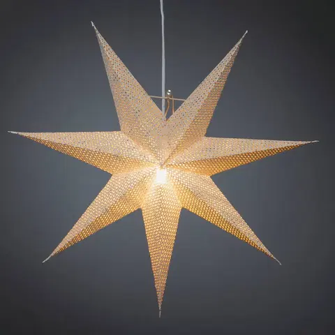 Vánoční světelná hvězda Konstsmide Christmas Hvězda bílý papír, děrovaný vzor, 7cípá
