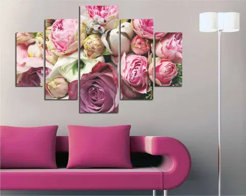 Obrazy Wallity Vícedílný obraz ROSES OF PINK 95 92 x 56 cm