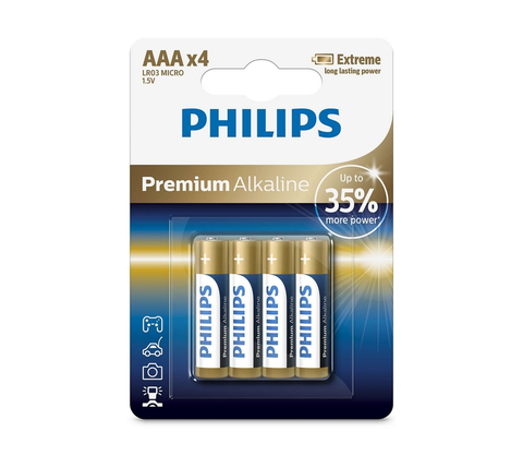 Baterie primární Philips Philips LR03M4B/10 - 4 ks Alkalická baterie AAA PREMIUM ALKALINE 1,5V 