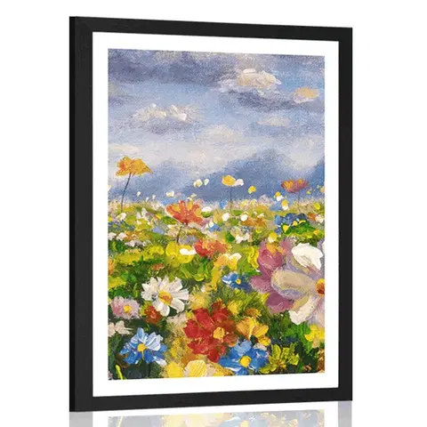 Květiny Plakát s paspartou olejomalba divoké květiny