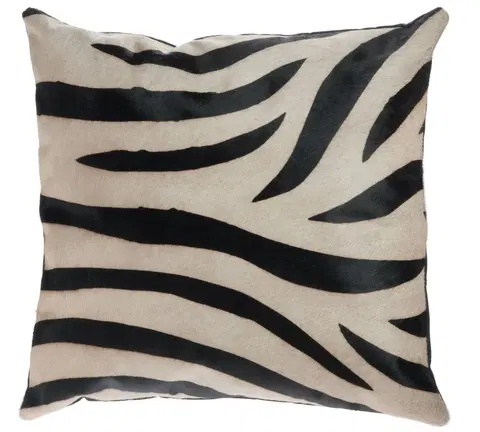 Dekorační polštáře Černo-bílý kožený polštář s výplní Zebra -  44*14*43cm J-Line by Jolipa 72492