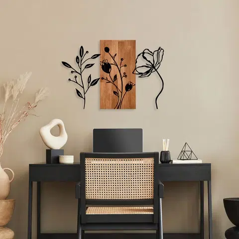 Nástěnné dekorace Nástěnná dekorace dřevo LUČNÍ KVÍTÍ 86 x 58 cm