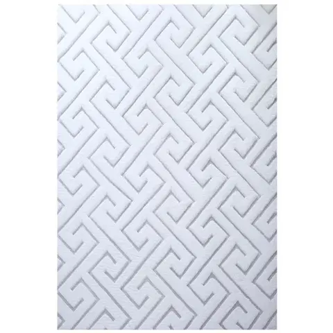 Hladce tkaný koberce Kožešinový Koberec 3d 120x170 Cm - Bílý/stříbrný