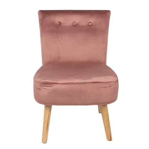 Jídelní stoly Růžová sametová jídelní židle / křesílko - 51*58*76 cm Clayre & Eef 50710