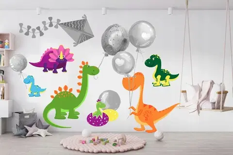 Zvířátka Samolepka na zeď veselý barevný dinosauři