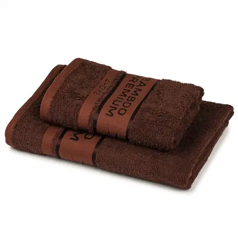 Ručníky 4Home Sada Bamboo Premium osuška a ručník tmavě hnědá, 70 x 140 cm, 50 x 100 cm