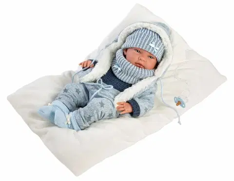 Hračky panenky LLORENS - 73881 NEW BORN CHLAPEK - realistická panenka miminko s celovinylovým tělem - 40