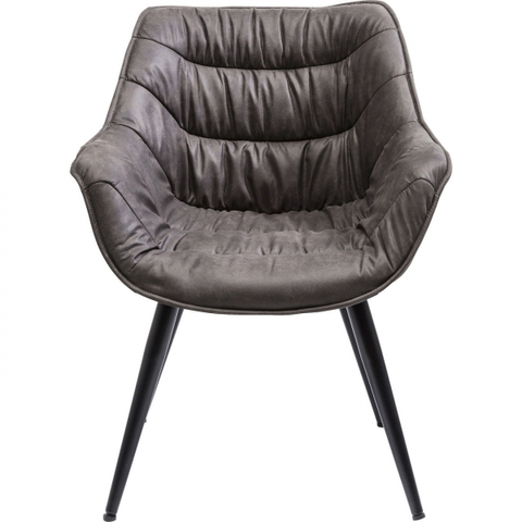 Jídelní židle KARE Design Šedá čalouněná židle s područkami Thelma
