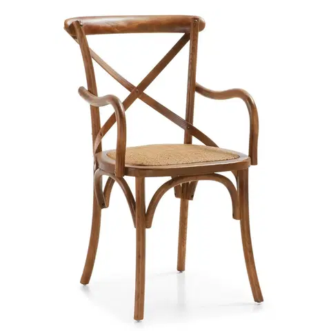 Luxusní jídelní židle Estila Masivní elegantní židle Star s opěrkami a čalouněním 90cm