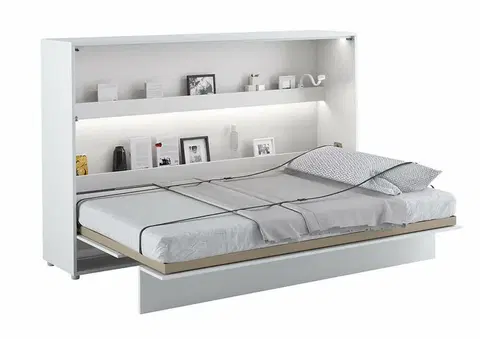 bez úložného prostoru Široká sklápěcí postel ve skříni MONTERASSO, 120x200, bílá lesk