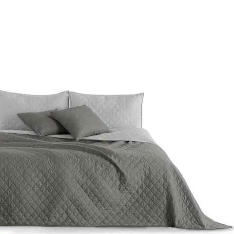 Přehozy Oboustranný přehoz přes postel DecoKing Chiny šedo-stříbrný, velikost 170x210