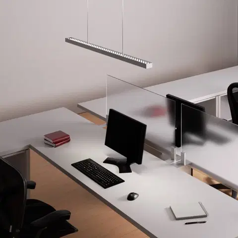 Závěsná světla Arcchio LED závěsná lampa Jolinda pro kancelář, stříbrná