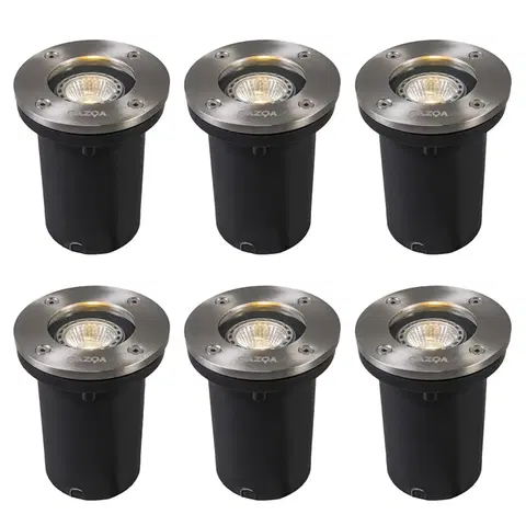 Venkovni zemni reflektory Sada 6ks moderních broušených bodových ocelí z nerezové oceli - Basic Round