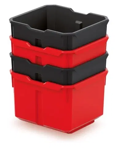 Zahradní nářadí Prosperplast Sada úložných boxů 4 ks XEBLOCCK 15,7 x 14 x 21 cm černo-červená