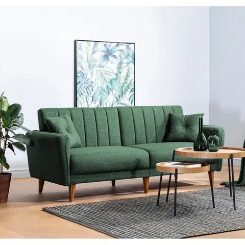Pohovky a gauče Pohovka s lůžkem AQUA trojmístná zelená