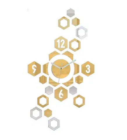 Nalepovací hodiny ModernClock 3D nalepovací hodiny Hexagon zlato-zrcadlové
