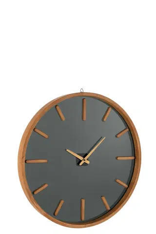 Hodiny Dřevěné černohnědé hodiny Herve M - Ø60*5 cm J-Line by Jolipa 15194