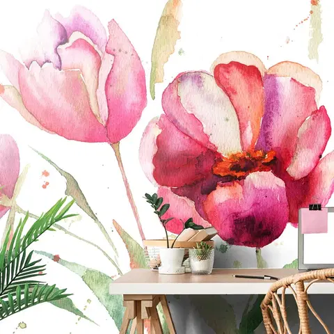 Tapety s imitací maleb Tapeta tulipány v zajímavém provedení
